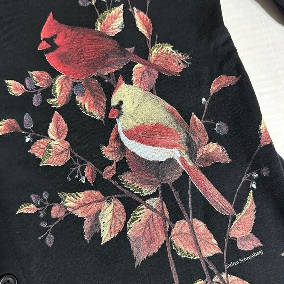 New with tags VTG Deadstock Artisans Inc. Black Cardinal Leaves Cardigan Sweater - Picture 10 of 11